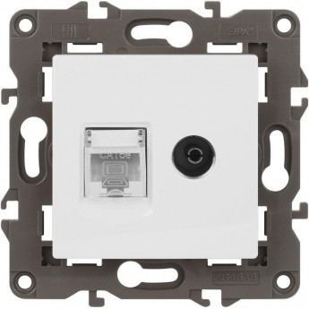 Розетка компьютерная + телевизионная 2-м ЭРА ELEGANCE 14-3110-01 RJ45 + TV IP20 белый Розетка компьютерная + телевизионная 2-м ЭРА ELEGANCE 14-3110-01 RJ45 + TV IP20 белый