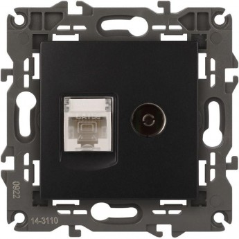 Розетка компьютерная + телевизионная 2-м ЭРА ELEGANCE 14-3110-05 RJ45 + TV IP20 антрацит Розетка компьютерная + телевизионная 2-м ЭРА ELEGANCE 14-3110-05 RJ45 + TV IP20 антрацит