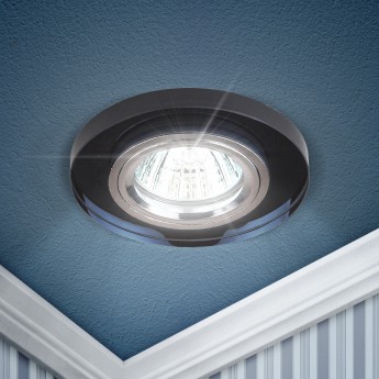 Светильник ЭРА DK7 CH/BK декор стекло круглое MR16 12V/220V 50W хром/черный Светильник ЭРА DK7 CH/BK декор стекло круглое MR16 12V/220V 50W хром/черный