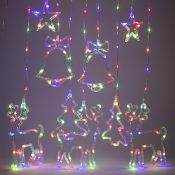 Светодиодная новогодняя гирлянда ЭРА ЕGNIG - NY занавес НОВЫЙ ГОД 2,4*1,1 м 8 режимов мультиколор 171 LED Светодиодная новогодняя гирлянда ЭРА ЕGNIG - NY занавес НОВЫЙ ГОД 2,4*1,1 м 8 режимов мультиколор 171 LED