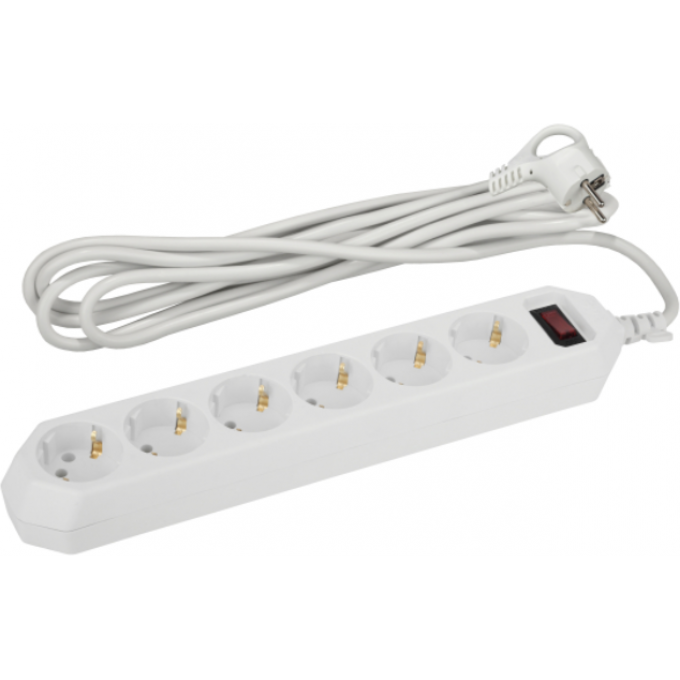 Удлинитель с сетевым фильтром ЭРА Б0037262 6х3м с заземлением 10А IP20 USF-6es-3m-W белый B0037262