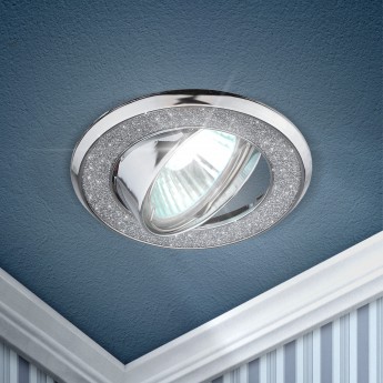 Светильник ЭРА DK18 CH/SH SL декор круглый со стеклянной крошкой MR16 12V/220V 50W хром/серебря Светильник ЭРА DK18 CH/SH SL декор круглый со стеклянной крошкой MR16 12V/220V 50W хром/серебря