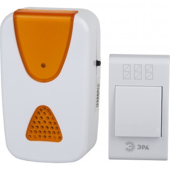 Звонок дверной ЭРА A02 беспроводной аналоговый белый с оранжевым 32 мелодии Звонок дверной ЭРА A02 беспроводной аналоговый белый с оранжевым 32 мелодии